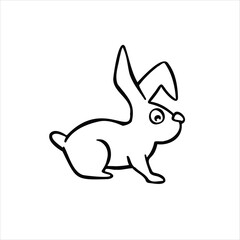 Fototapeta na wymiar cartoon line sketch hare, rabbit vector