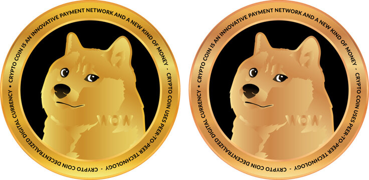 dogecoin-doge vector illustrations. 3d illustration. vector coins. editorial image.