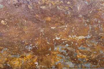 Distressed overlay texture of the rusted peeled metal. Grunge rough background