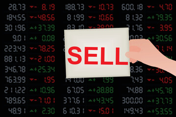 Notice sell in front of stock board