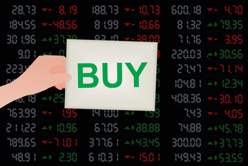 Notice buy in front of stock board