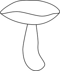 Forest mushroom Lactarius - vector linear picture for coloring. Outline. Forest edible mushroom for coloring book.