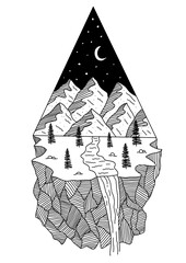 Tattoo ideas Mountains minimalism Night