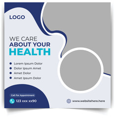 Modern new social media post banner design template for care, health, doctor 