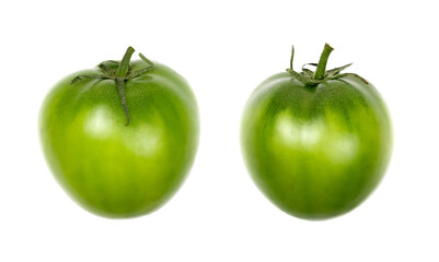 Fresh green unripe tomatoes isolated on white