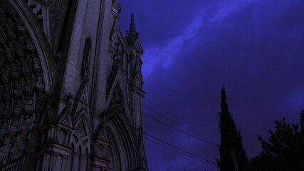 church at night