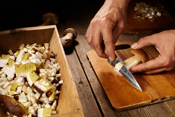 Forest mushrooms on the table	