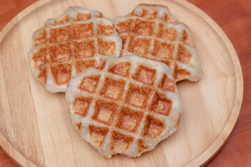 belgian waffles with caramelized sugar coating.