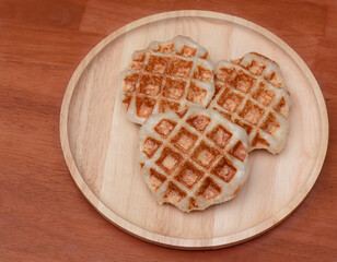 belgian waffles with caramelized sugar coating.