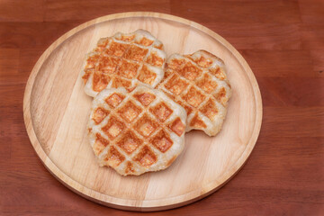 belgian waffles with caramelized sugar coating.