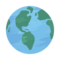  Earth globe vector illustration with abstract simple continents and isles, isolated on white background Flat cartoon style with texture