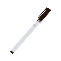 Fine liner tool on white background. Felt-tip pen with closed cap. Ink flow marker. Sharp accessory for drawing, painting, handwriting, calligraphy art. Flat vector illustration eps10