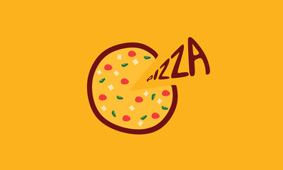 Pizza on yellow background. Creative design Pizza isoleted. Vector eps10