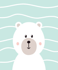 Winter card with cute polar bear. Vector illustration.