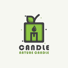 Nature Candle logo concept with Apple and Candle design combination.