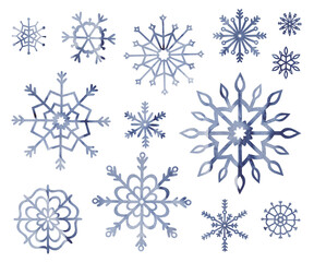 Collection of snowflakes. Hand-drawn
