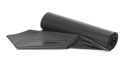 one roll of black garbage bags as an isolate