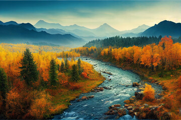 Obraz premium landscape with mountains and lake