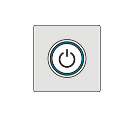On-off button. Signal to start and activate the system. Modern car sketch drawing. Editable line icon.