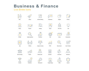 Business and Finance Vector Colored Line Icons. 