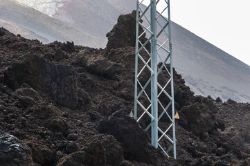 Solidified volcanic lava stream from the Cumbre Vieja volcano on the island of La Palma