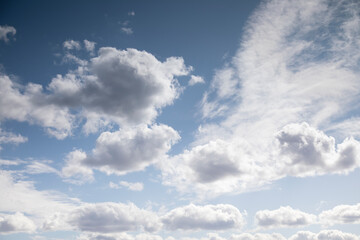 Naklejka na ściany i meble White cirrus clouds in the blue sky