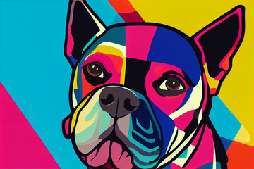 Portrait of a dog in pop art style.