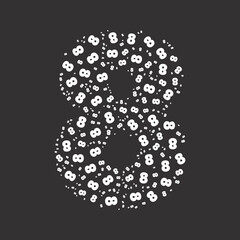 Number 8 shaped with tiny numbers for summits events poster titles. Logo. Business icon for the company. Tiny numbers Shapes Inside