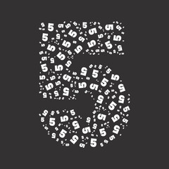 Number 5 shaped with tiny numbers for summits events poster titles. Logo. Business icon for the company. Tiny numbers Shapes Inside