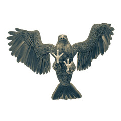 deepsea eagle attacking on white background bottom view