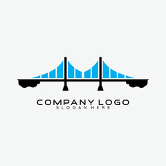 Vector logo design illustration of suspension bridge.