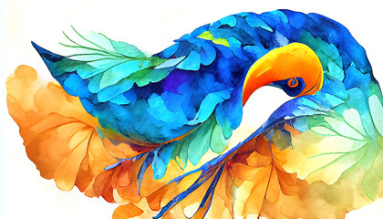 Obraz premium fantasy bird, watercolor, abstract