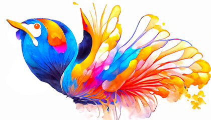 fantasy bird, watercolor, abstract