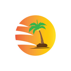 coconut tree icon logo vector design template