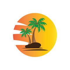 coconut tree icon logo vector design template