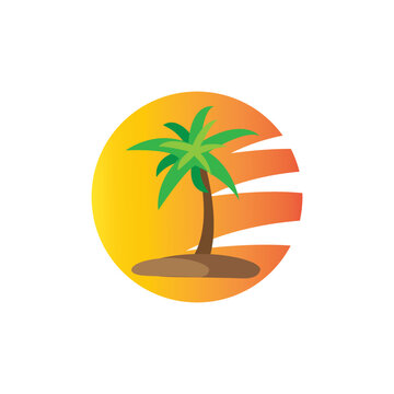 coconut tree icon logo vector design template