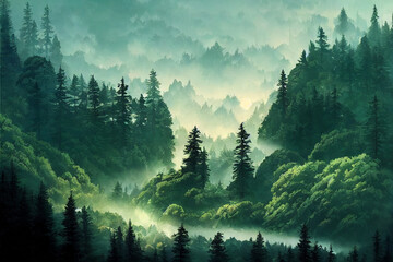 Illustration of natural outdoor forest