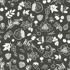 Berries healthy food vector seamless pattern.