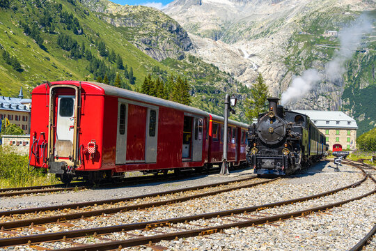 steam locomotive in gletsch