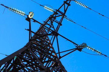 Power line support. Structure for holding wires, ground wire overhead power lines and fiber-optic...