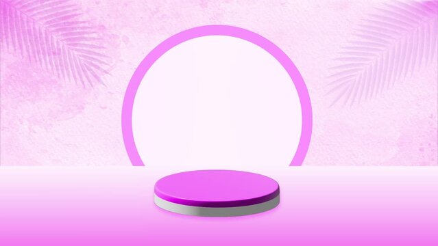 Cosmetic background for product presentation. Cream sand stone podiums on cream background with loop motion shadow of leaf. 4k UHD 3d render animation , Product Background 