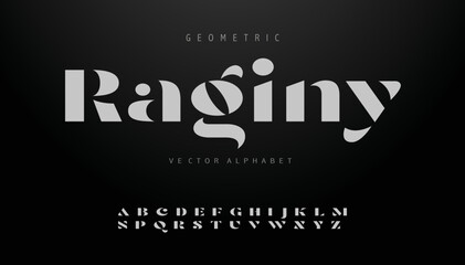 RAGINY  Sports minimal tech font letter set. Luxury vector typeface for company. Modern gaming fonts logo design.