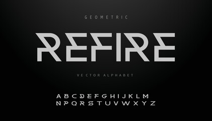 Fototapeta na wymiar REFIRE Sports minimal tech font letter set. Luxury vector typeface for company. Modern gaming fonts logo design.