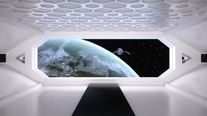 interior of technology cabinet of space ship with 3d rendered