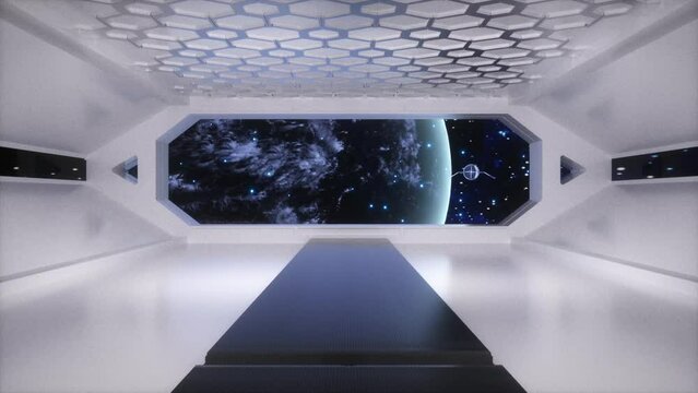interior of technology cabinet of space ship with 3d rendered