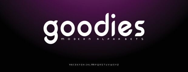 GOODIES  Sports minimal tech font letter set. Luxury vector typeface for company. Modern gaming fonts logo design.