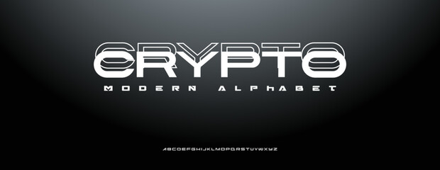 CRYPTO  Sports minimal tech font letter set. Luxury vector typeface for company. Modern gaming fonts logo design.