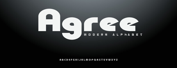 AGREE  Sports minimal tech font letter set. Luxury vector typeface for company. Modern gaming fonts logo design.