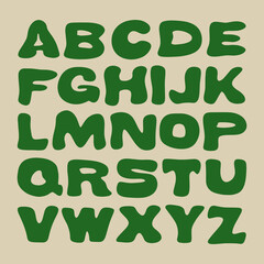 Hippie bohemian groovy postmodern funky font alphabet 1960s boho psychedelic style. Perfect for posters, collages, clothing, music albums and more. Vector clipart illustrations, isolated letters.