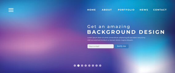 Website page gradient background vector. Modern digital wallpaper with vibrant color, fluid blurred gradient shapes. Futuristic illustration landing page design for commercial, advertising, branding.